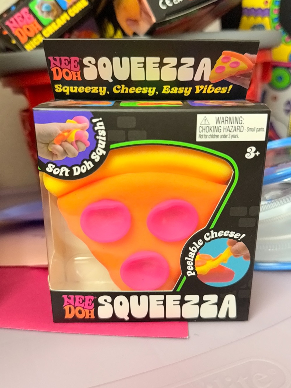 NeeDoh Squeezza Pizza Squishy Toy - Orange and Pink